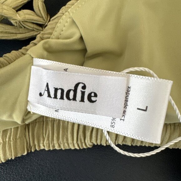 Andie Women's L The Hermosa Swim Top Sage Green Textured NWT - Picture 13 of 16